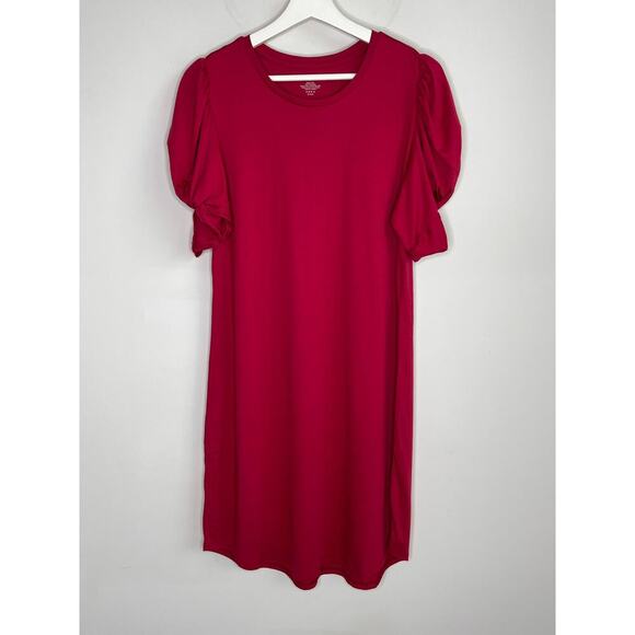 Summersalt The Luxe Pima Cotton Twist-Sleeve T-Shirt Dress Currant Women's M - Picture 4 of 11